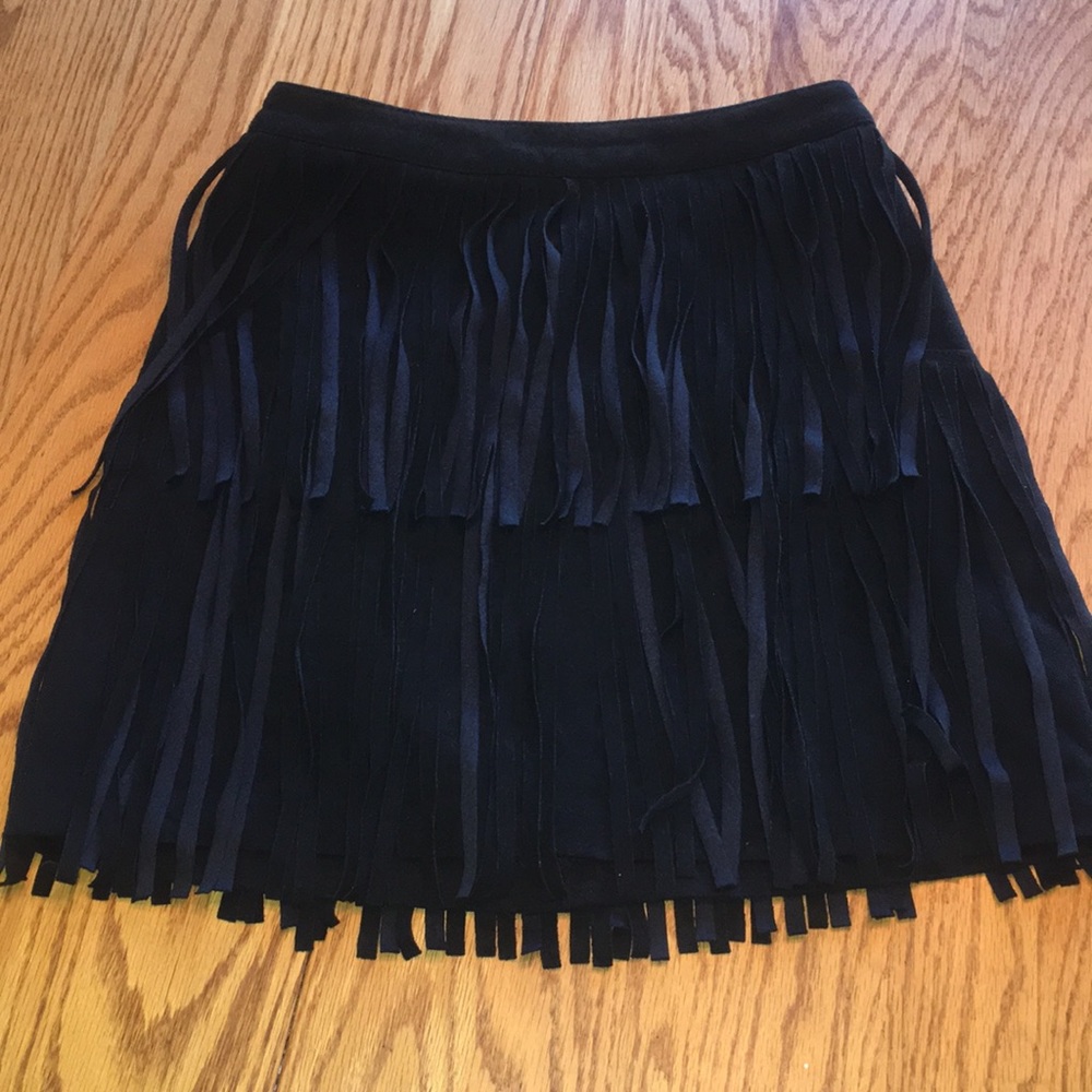 H&M divided black fringe mini skirt